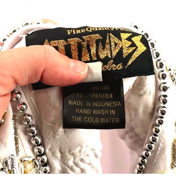 Attitudes By Debra Womens Beaded Mini Body-Con Dress Medium Embellished Retro - Picture 10 of 10